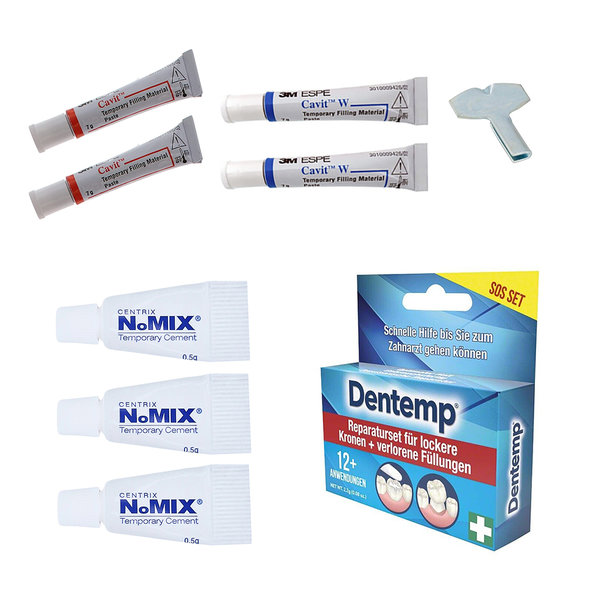 Vorratspack Zahnreparaturset Zahnzement - 4 x Espe Cavit + Dentemp + 3 x NoMix